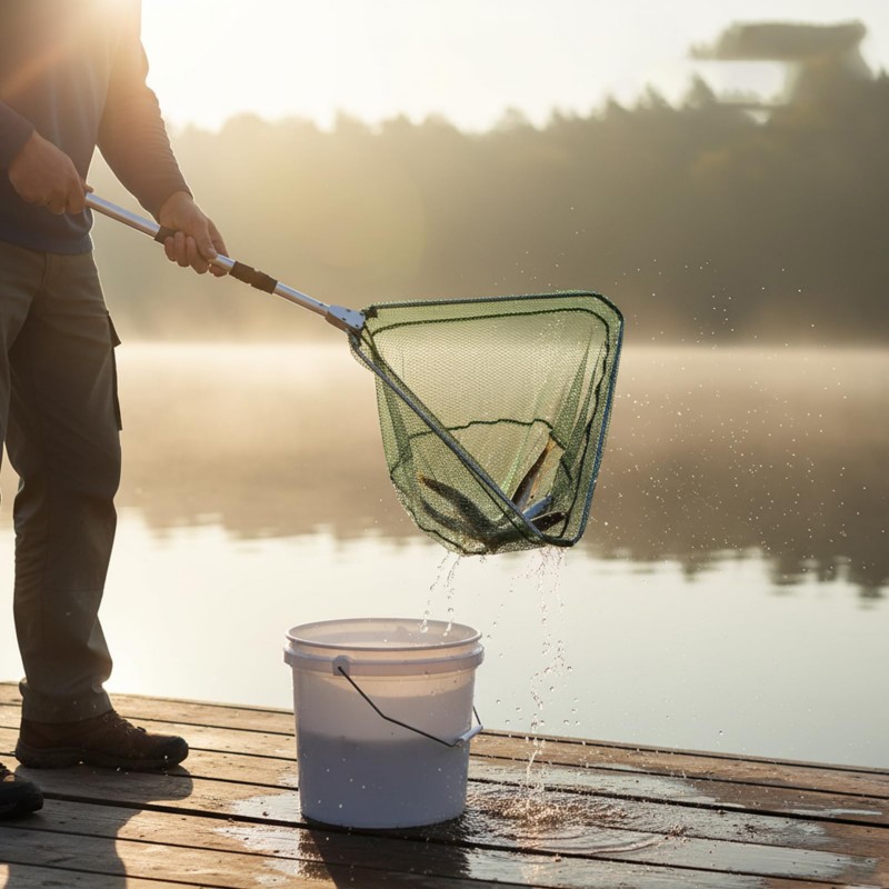 شبكة صيد السمك A12E مع مقبض تل - مراجعة Landing Net Telescopic وسعره