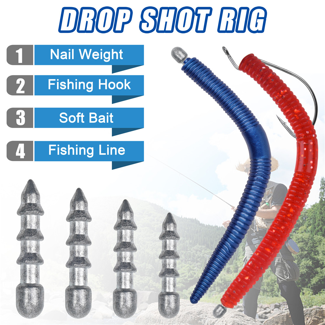 غطاسات صيد دودة ، أظافر مبطنة  - مراجعة Bass Fishing Lure وسعره