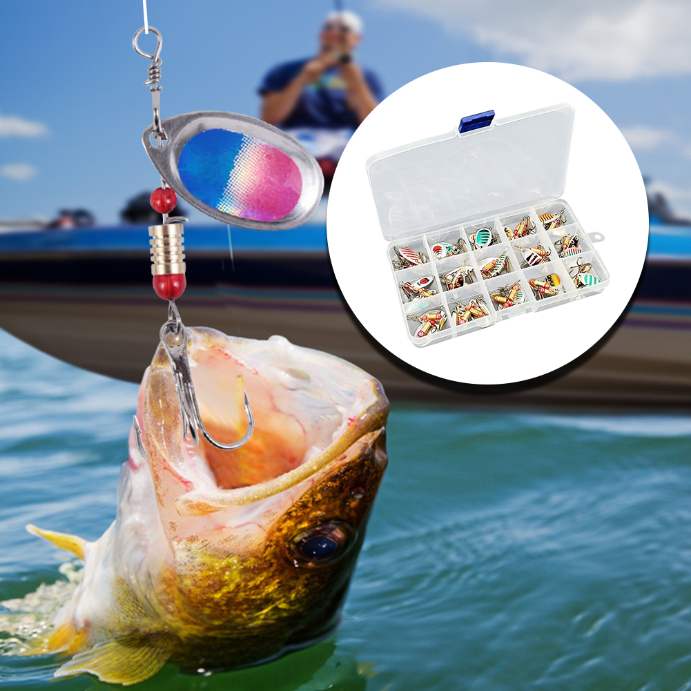 30 قطعة طُعم صيد معدني دوار عل - مراجعة Bass Fishing Lure وسعره