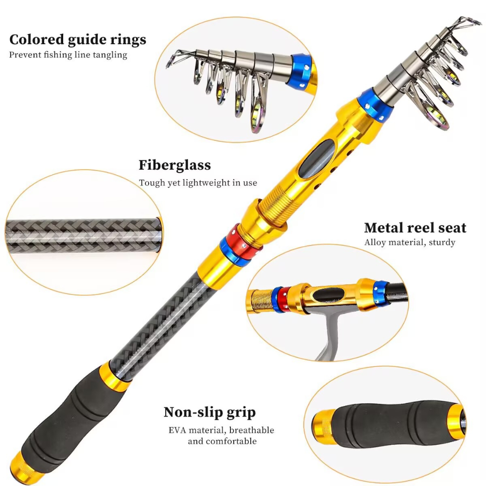 1.8-3.6 متر تلسكوبي الصيد رود  - مراجعة Fishing Equipment Europe وسعره