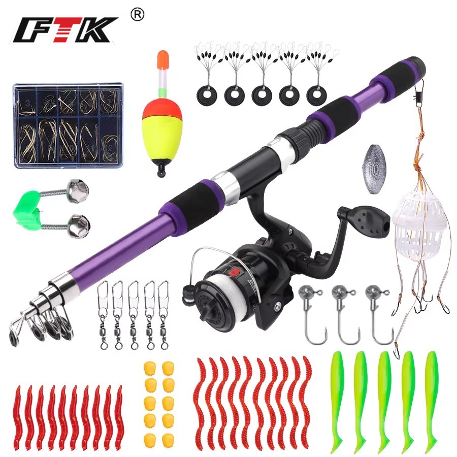 FTK 1.8M المحمولة الغزل الصيد  - مراجعة Fishing Equipment For Kids وسعره